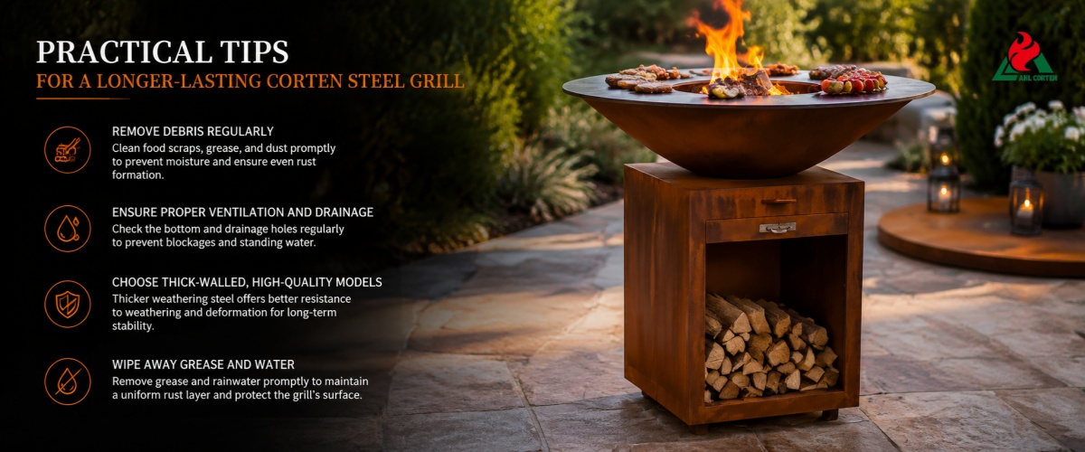 Practical Tips for Extending the Lifespan of a Corten Steel Outdoor Grill